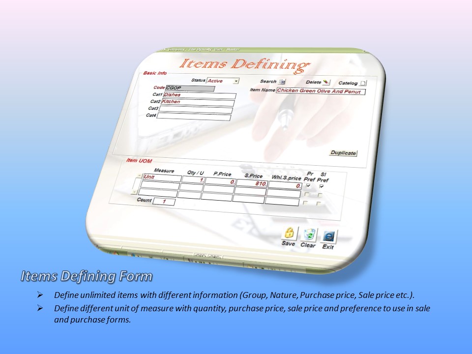 Items Defining