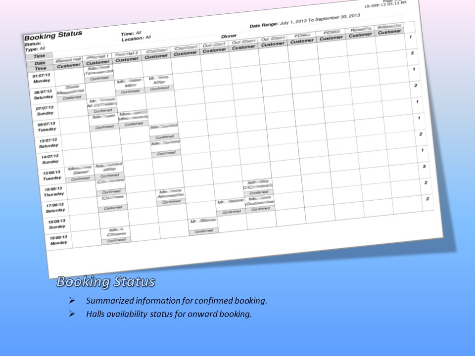 Halls Booking